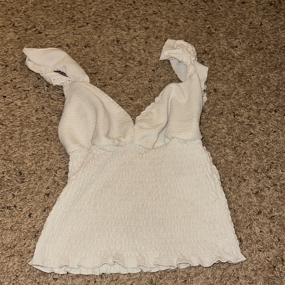 White Textured Sleeveless Top Urban Outfitters